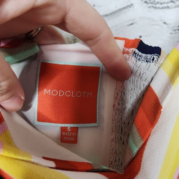 Modcloth Womens Multicolor Frequent Piquant Stripe Ruffle Hem Halter Dress Small - Picture 13 of 15